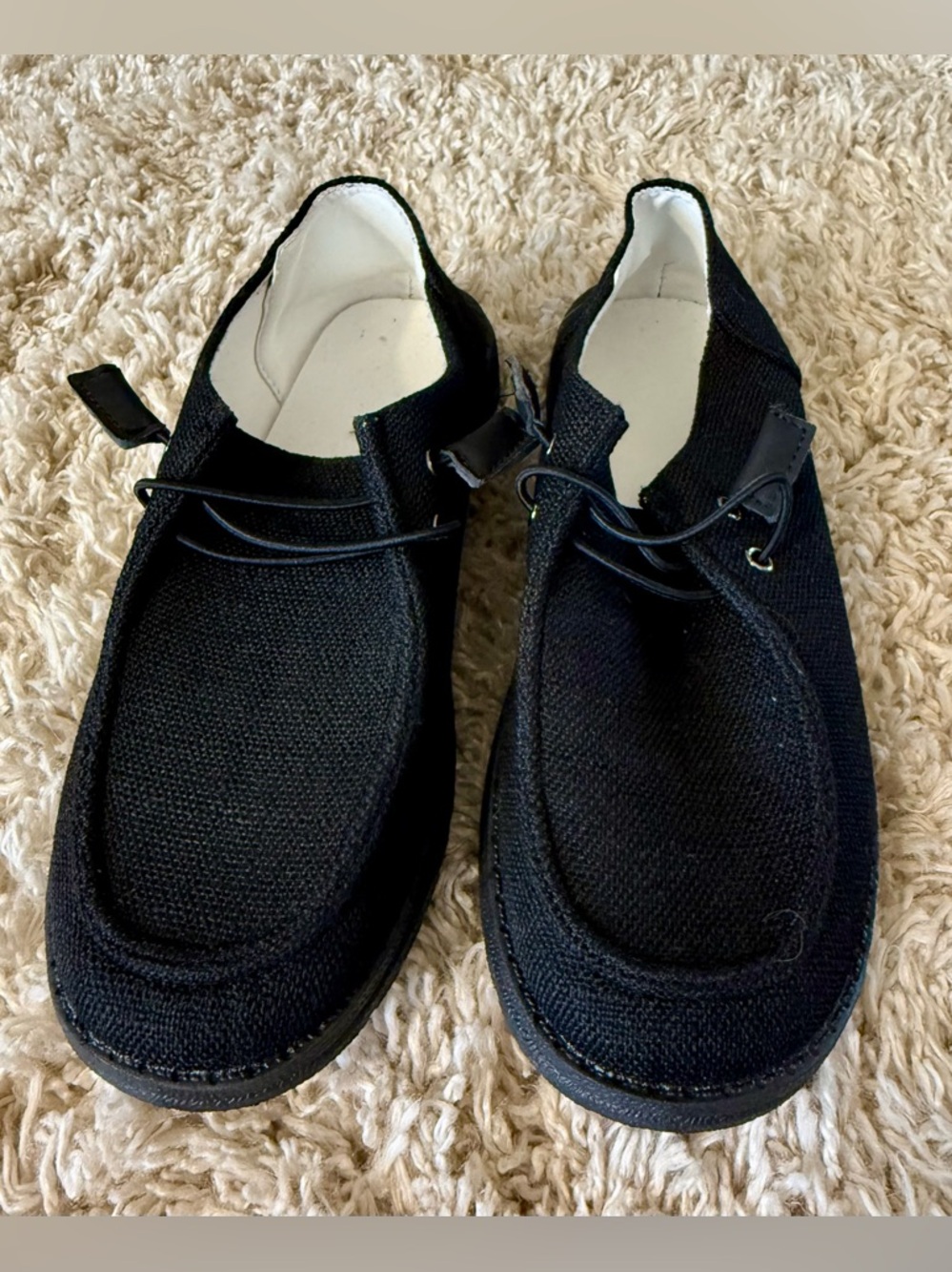 Black Casual Knit Moc Toe Shoes